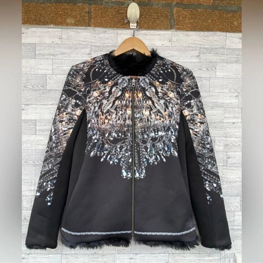 Clover Canyon Chandelier Print Blazer Jacket Reversible Faux Fur Medium